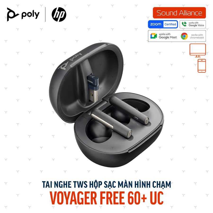  Tai nghe True Wireless Poly Voyager Free 60+ UC (7Y8G3AA) 