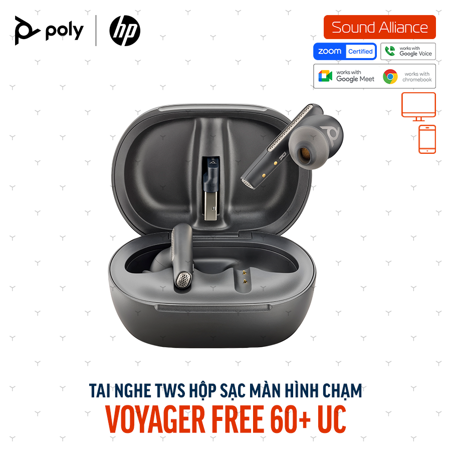  Tai nghe True Wireless Poly Voyager Free 60+ UC (7Y8G3AA) 