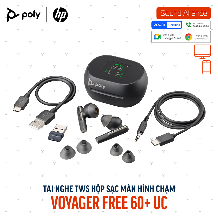  Tai nghe True Wireless Poly Voyager Free 60+ UC (7Y8G3AA) 