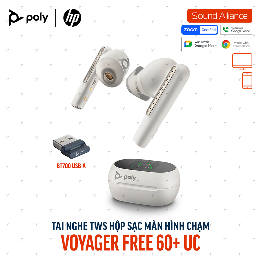  Tai nghe True Wireless Poly Voyager Free 60+ UC (7Y8G5AA) 