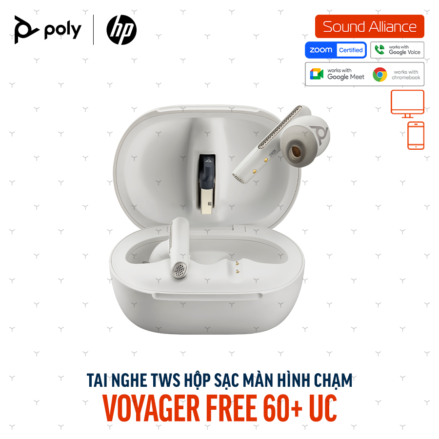  Tai nghe True Wireless Poly Voyager Free 60+ UC (7Y8G5AA) 