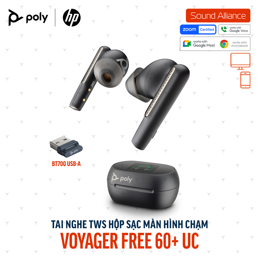  Tai nghe True Wireless Poly Voyager Free 60+ UC (7Y8G3AA) 
