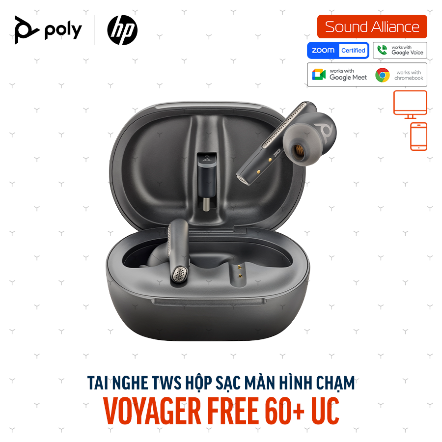  Tai nghe True Wireless Poly Voyager Free 60+ UC (7Y8H2AA) 