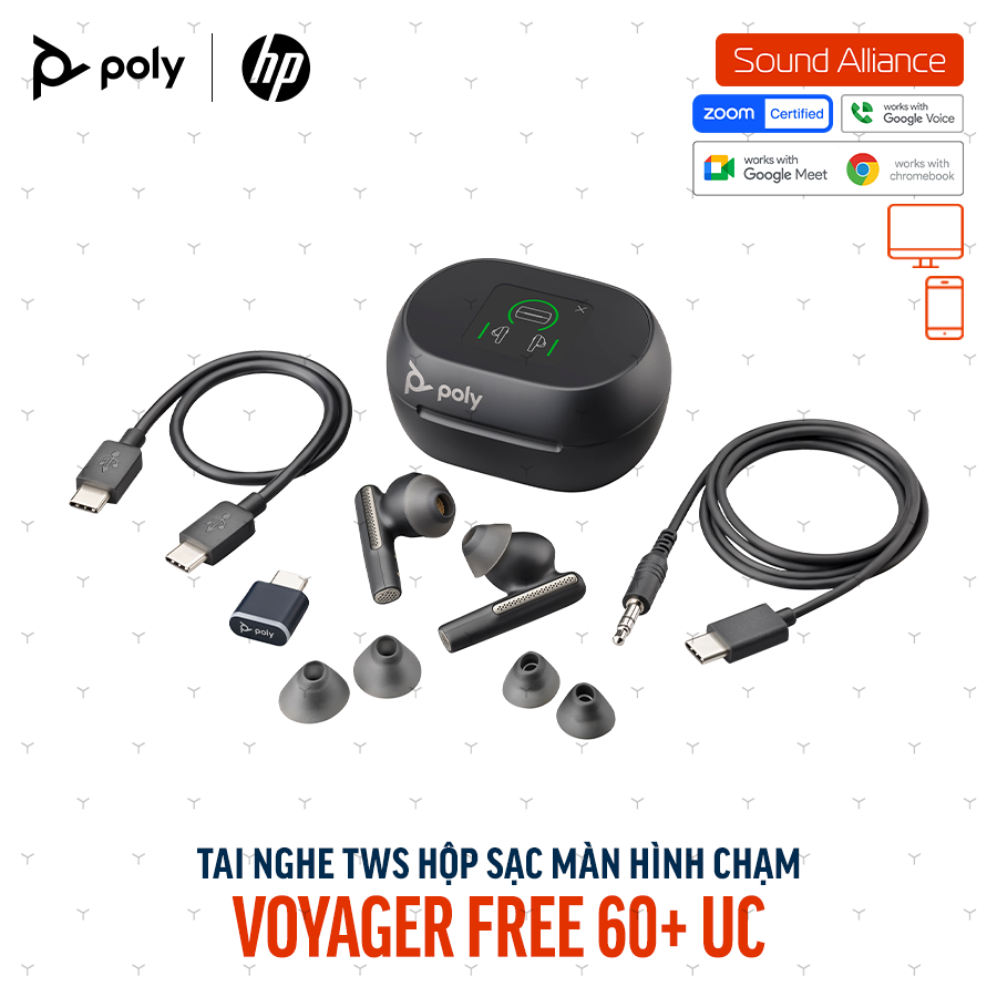 Tai nghe True Wireless Poly Voyager Free 60+ UC (7Y8H2AA) 