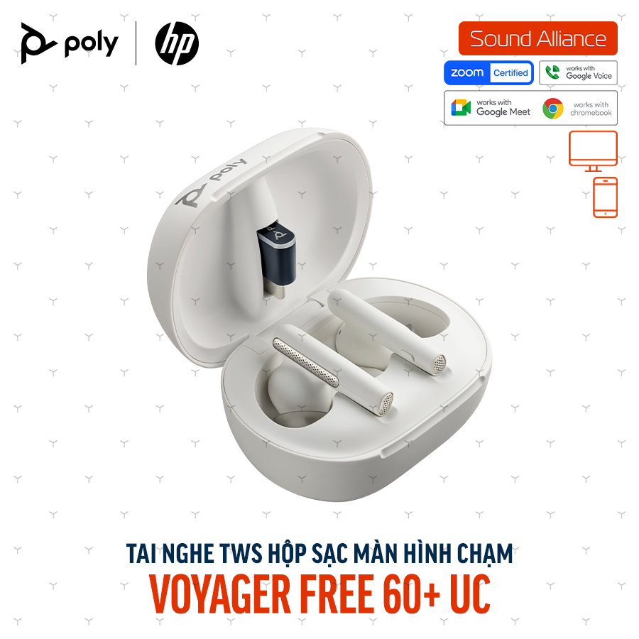  Tai nghe True Wireless Poly Voyager Free 60+ UC (7Y8G6AA) 