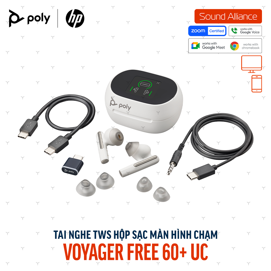  Tai nghe True Wireless Poly Voyager Free 60+ UC (7Y8G6AA) 