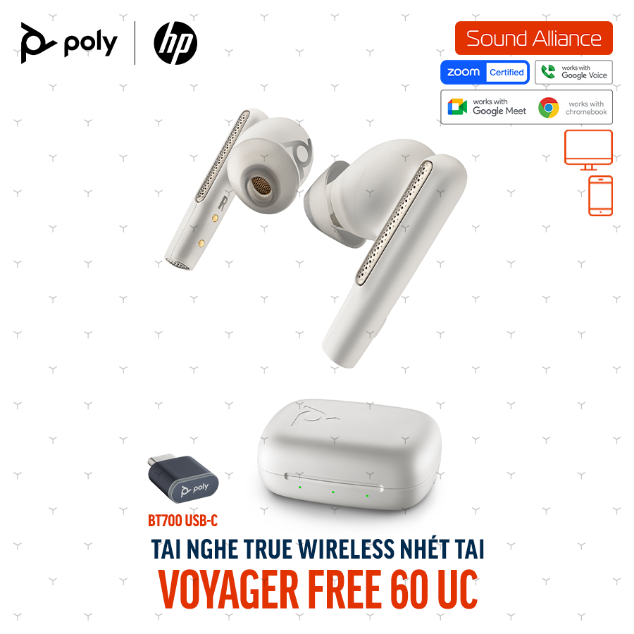 Tai nghe True Wireless Poly Voyager Free 60 UC (7Y8L4AA) 