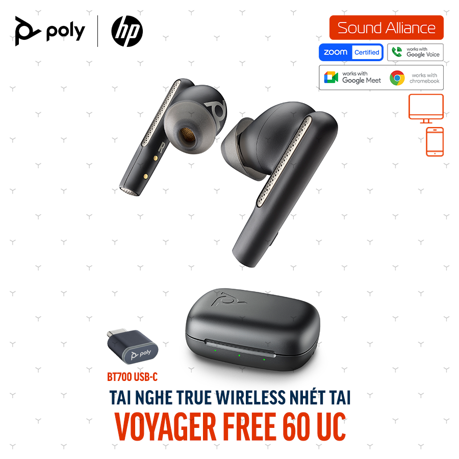  Tai nghe True Wireless Poly Voyager Free 60 UC (7Y8H4AA) 