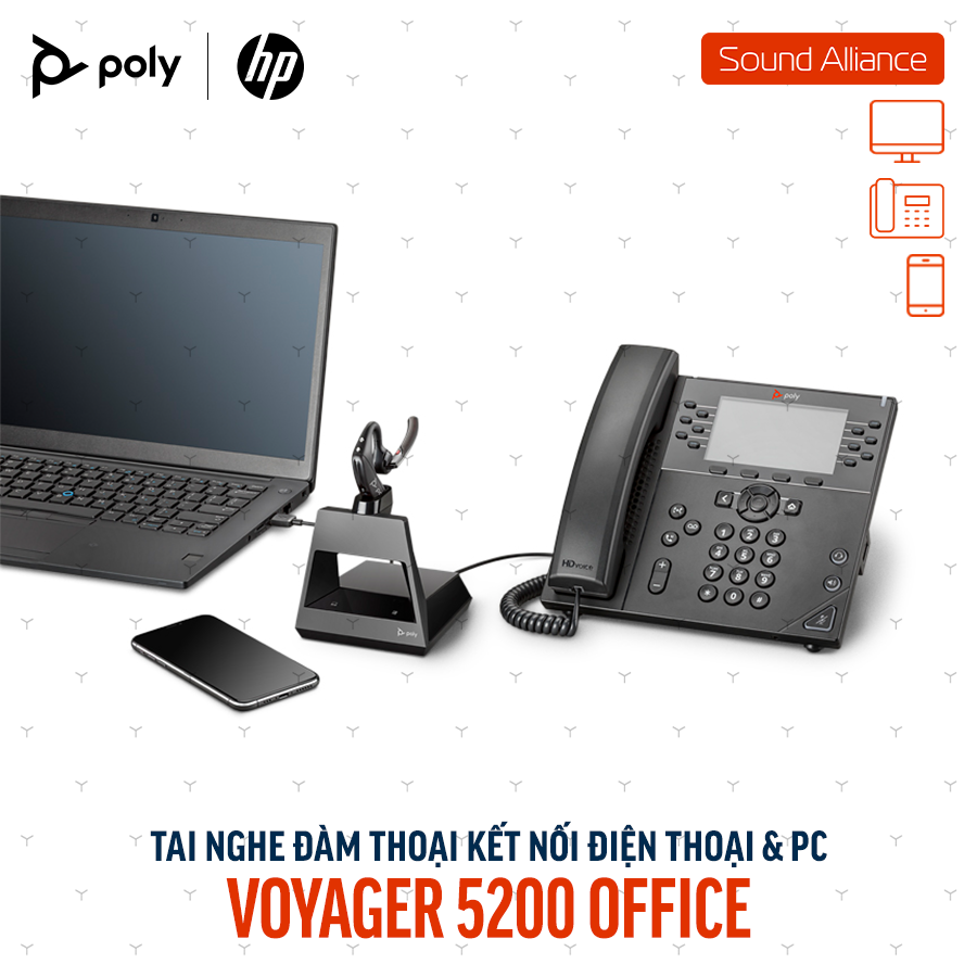  Tai nghe đàm thoại Poly Voyager 5200 Office (8H5Q3AA#UUF) 