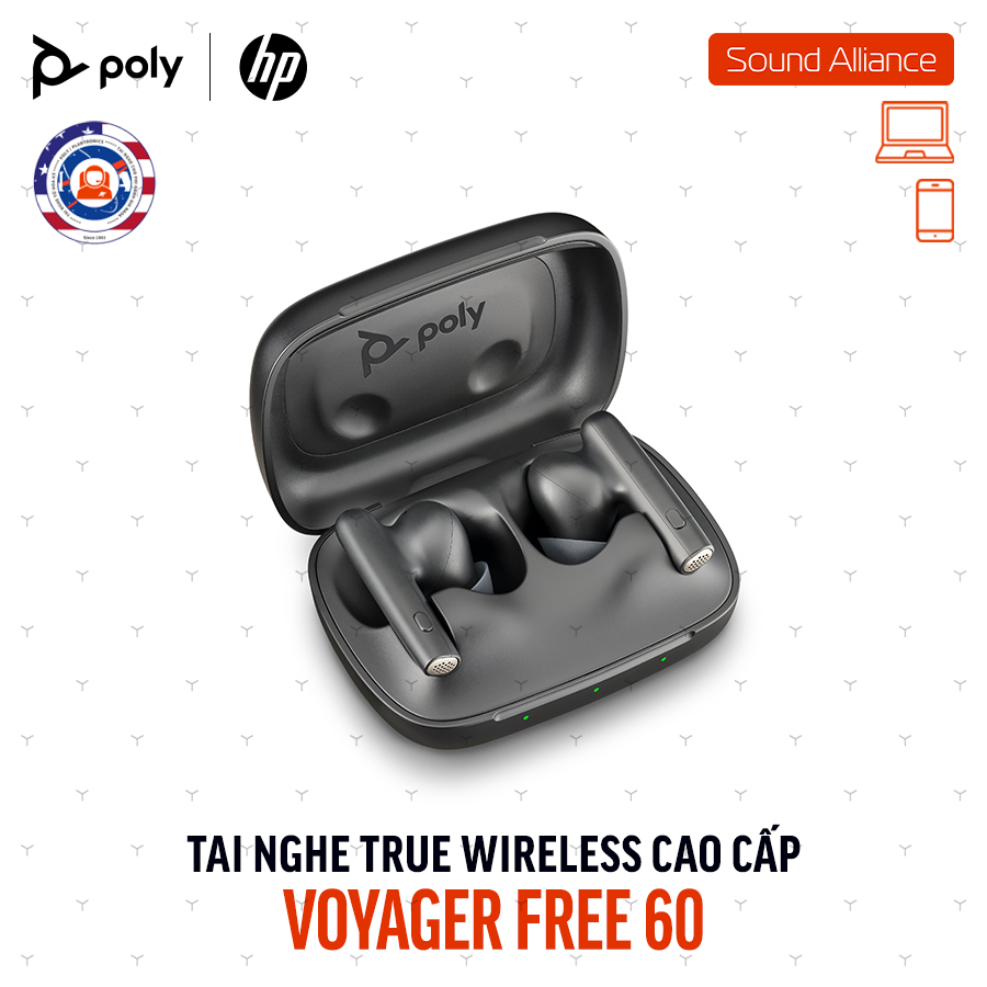 Tai nghe nhét tai True Wireless Poly Voyager Free 60 (7Y8M2AA) 