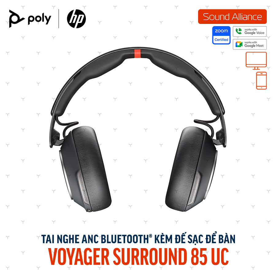  Tai nghe không dây ANC cao cấp Poly Voyager Surround 85 UC (8G7T7AA) 