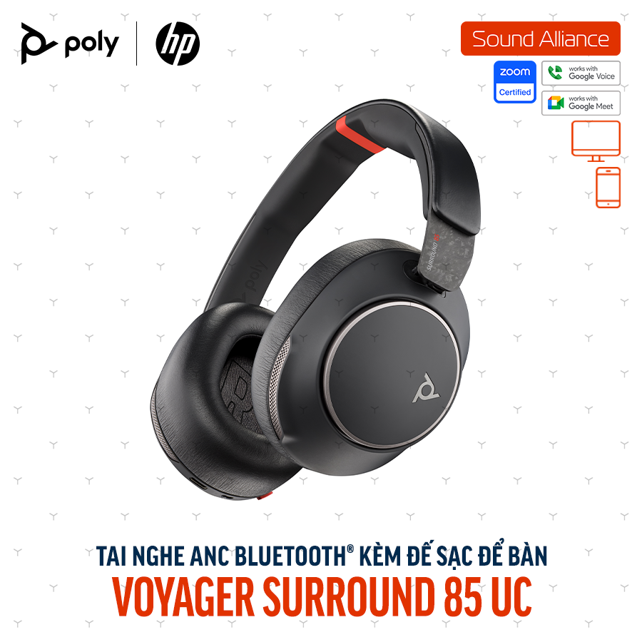  Tai nghe không dây ANC cao cấp Poly Voyager Surround 85 UC (8G7T7AA) 