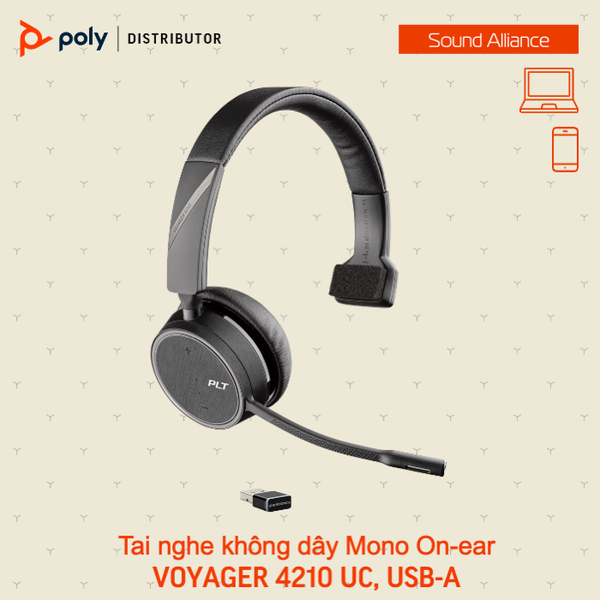  Tai nghe không dây Bluetooth một bên tai Poly Voyager 4210 UC 8A9S3AA 