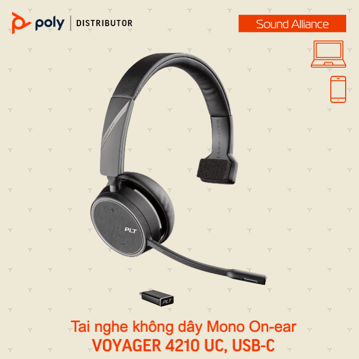  Tai nghe không dây Bluetooth một bên tai Poly Voyager 4210 UC 8A9S3AA 