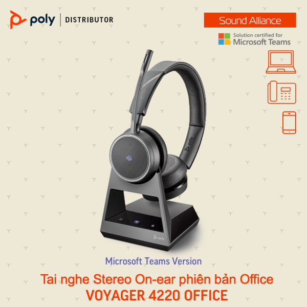  Tai nghe không dây Stereo On-ear Poly Voyager 4220 Office 