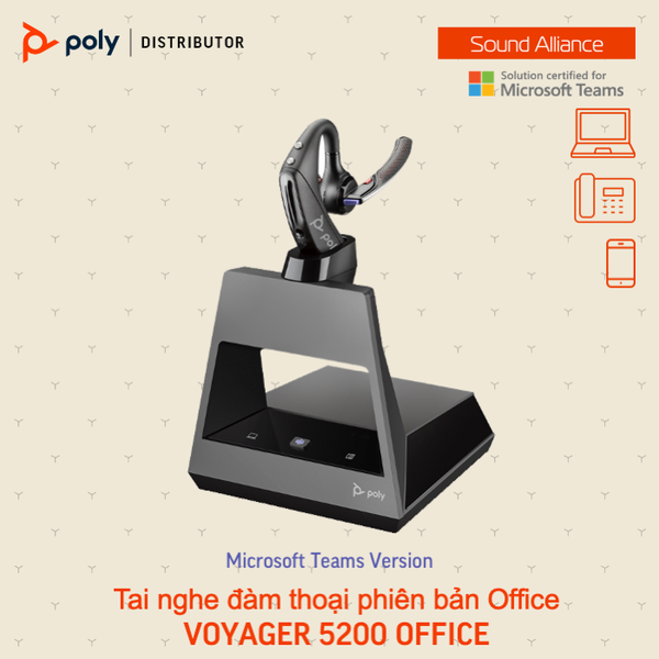  Tai nghe đàm thoại không dây Poly Voyager 5200 Office 