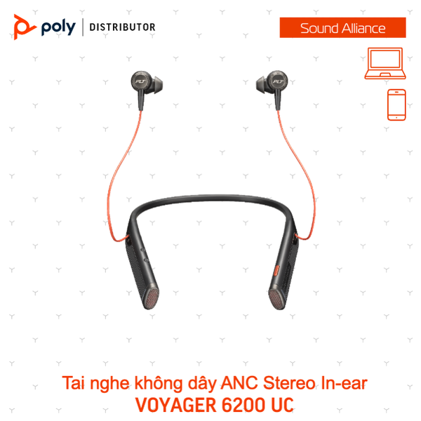  Tai nghe không dây ANC Stereo In-ear Poly Voyager 6200 UC 