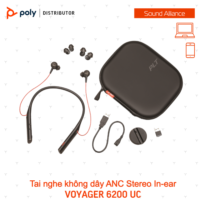  Tai nghe không dây Bluetooth nhét tai Poly Voyager 6200 UC (7D7G5AA) 
