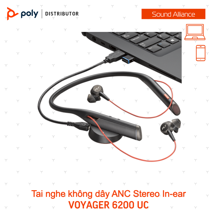  Tai nghe không dây Bluetooth nhét tai Poly Voyager 6200 UC (7D7G5AA) 