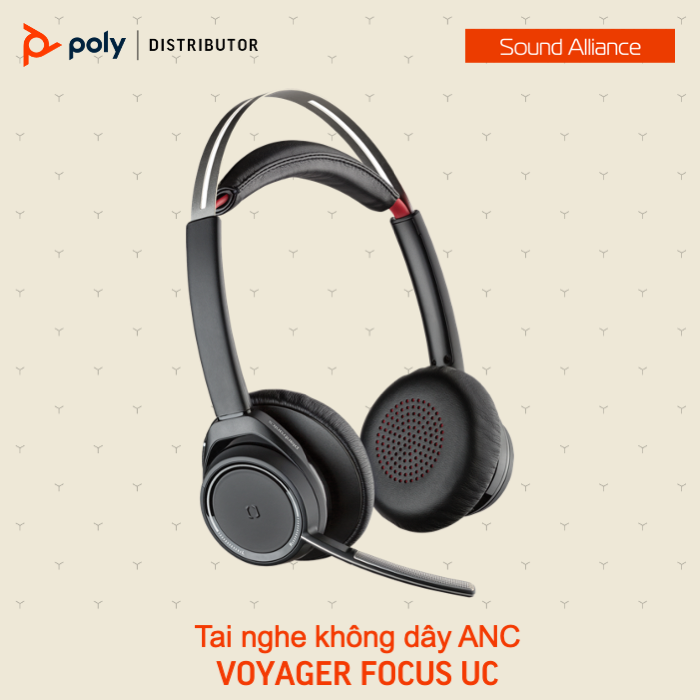  Tai nghe không dây ANC cao cấp Poly Voyager Focus UC (7F0J1AA) 