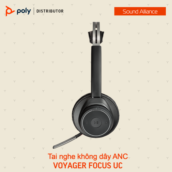  Tai nghe không dây ANC cao cấp Poly Voyager Focus UC (7F0J1AA) 