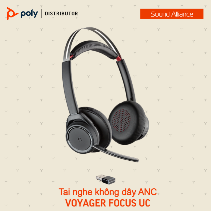  Tai nghe không dây ANC cao cấp Poly Voyager Focus UC (7F0J1AA) 