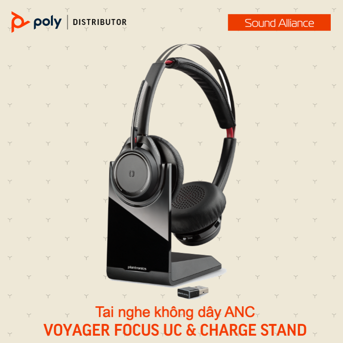  Tai nghe không dây ANC cao cấp Poly Voyager Focus UC (7F0J2AA) 