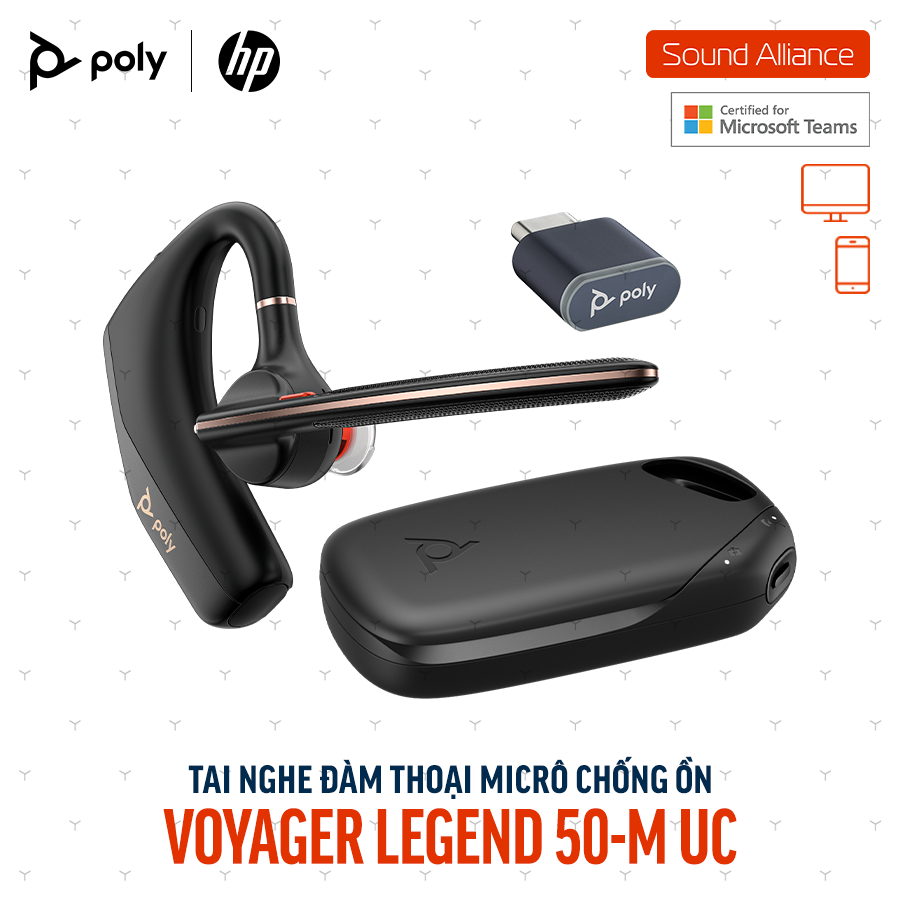 Tai nghe đàm thoại không dây Poly Voyager Legend 50-M UC (AJ8V4AA) 