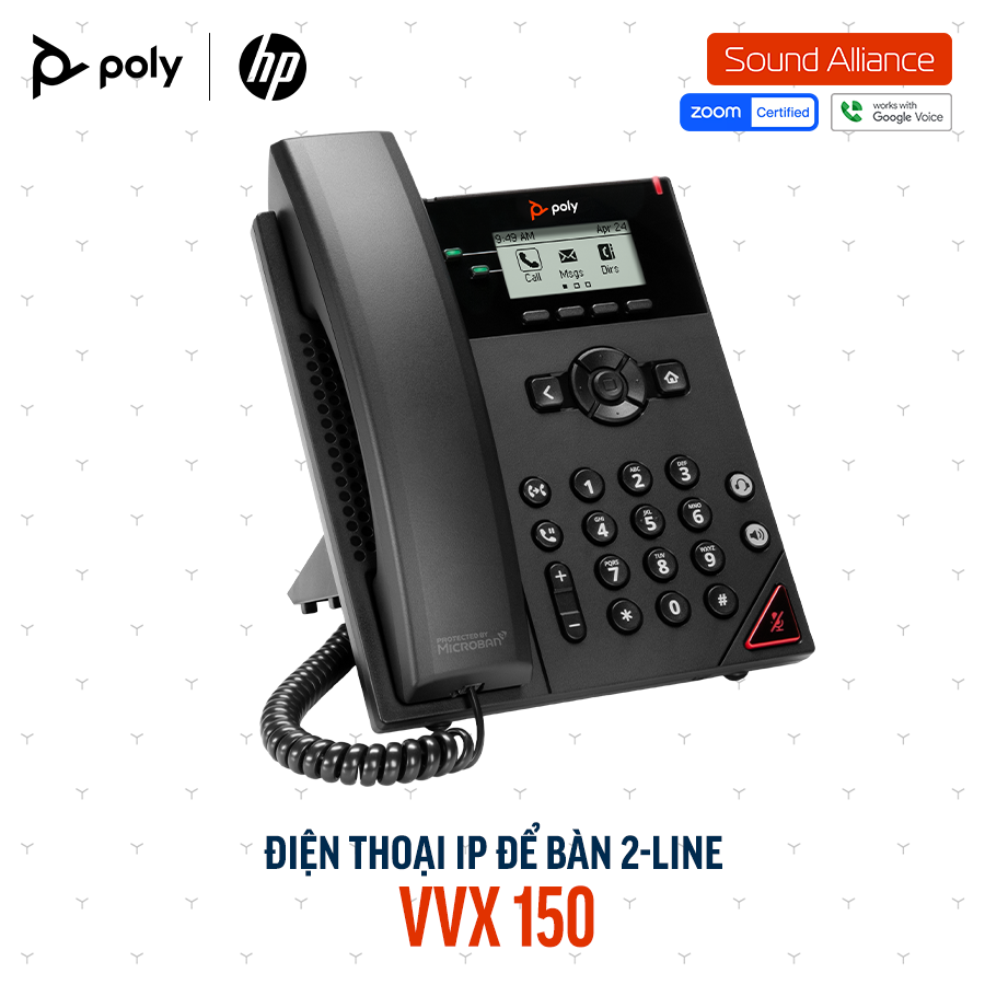  Điện thoại IP để bàn 2-line Poly VVX 150 (911N0AA#AC3) 