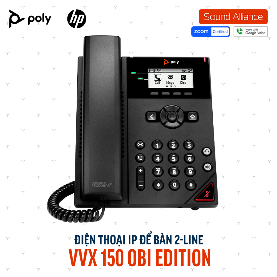  Điện thoại IP để bàn 2-line Poly Obi VVX 150 (911N2AA#ABA) 