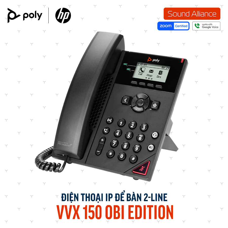  Điện thoại IP để bàn 2-line Poly Obi VVX 150 (911N2AA#ABA) 