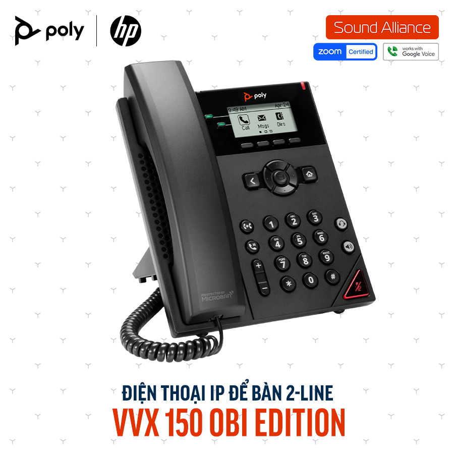  Điện thoại IP để bàn 2-line Poly Obi VVX 150 (911N2AA#ABA) 
