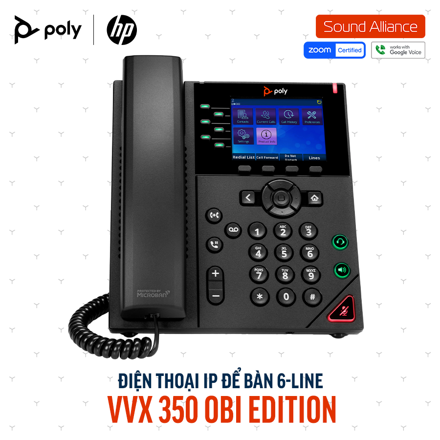  Điện thoại IP để bàn 6-line Poly Obi VVX 350 (89K70AA#ABB) 