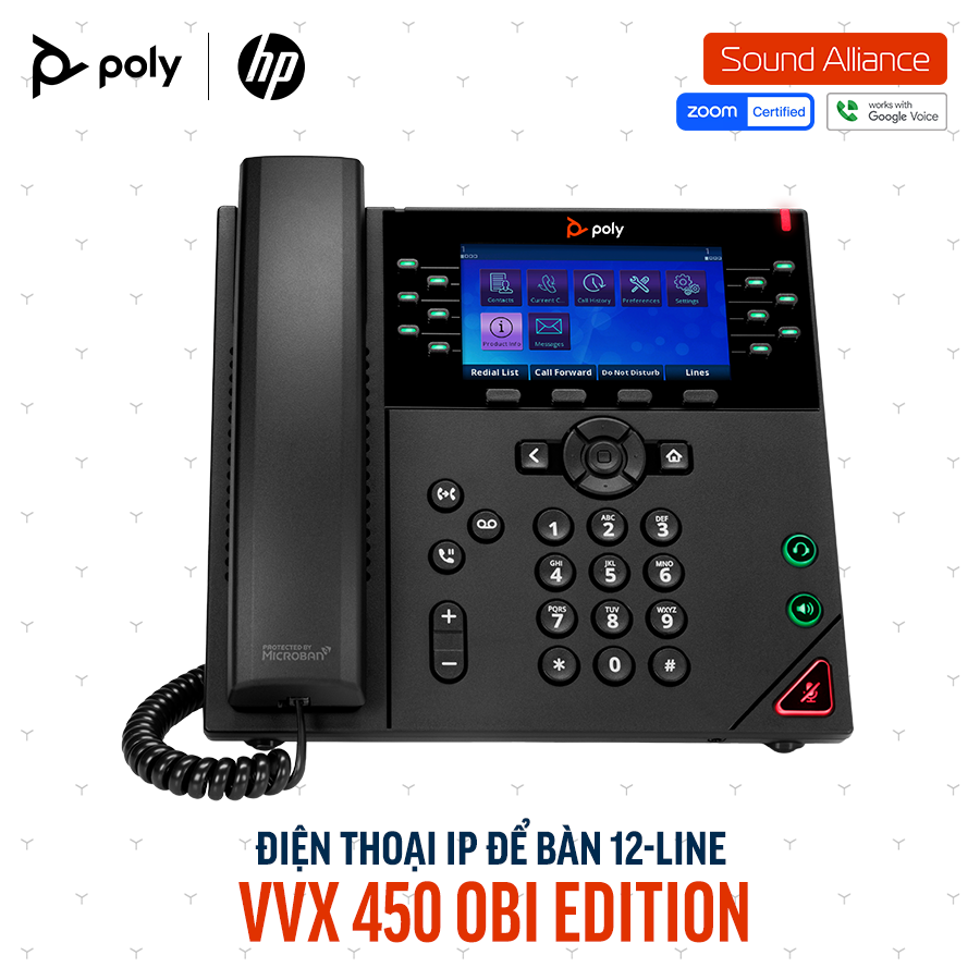  Điện thoại IP để bàn 12-line Poly Obi VVX 450 (89B60AA) 