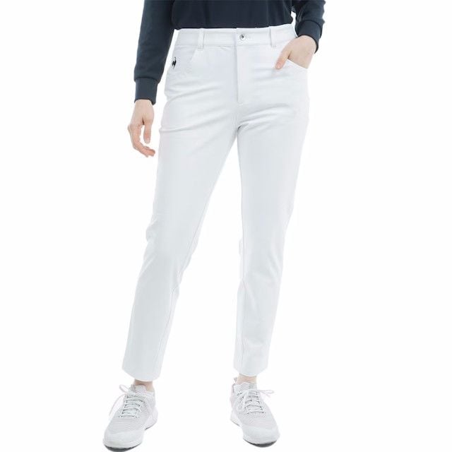 Quần dài nữ chơi golf Le Coq Sportif trắng, giữ phom dáng ổn định khi vận động