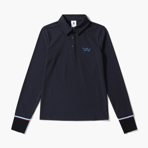 Áo dài tay có cổ le coq golf Nữ GO322LTL82-BLCK