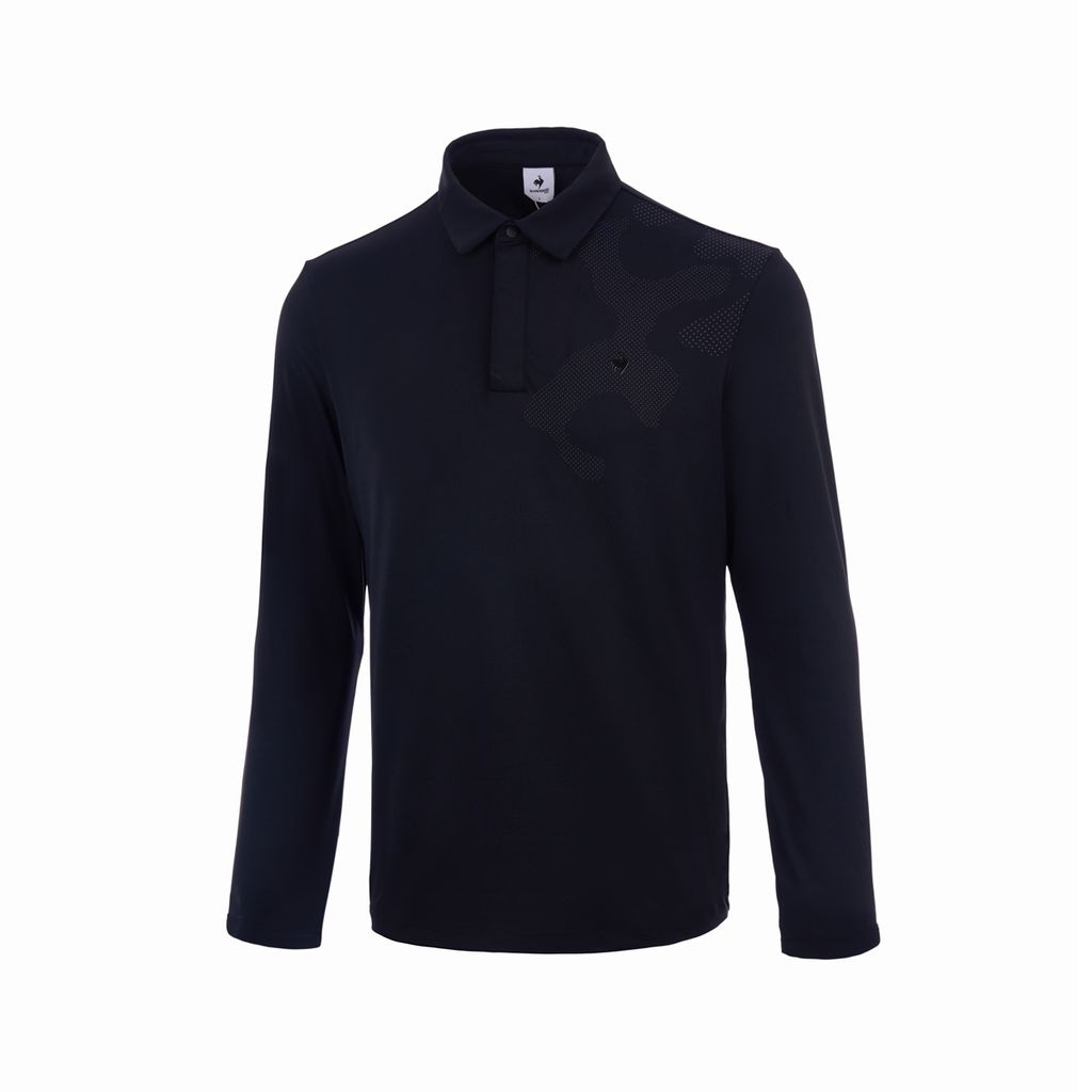 Áo polo dài tay nam Le Coq Golf GQ121MTL21-BLCK màu đen cổ đứng sang trọng