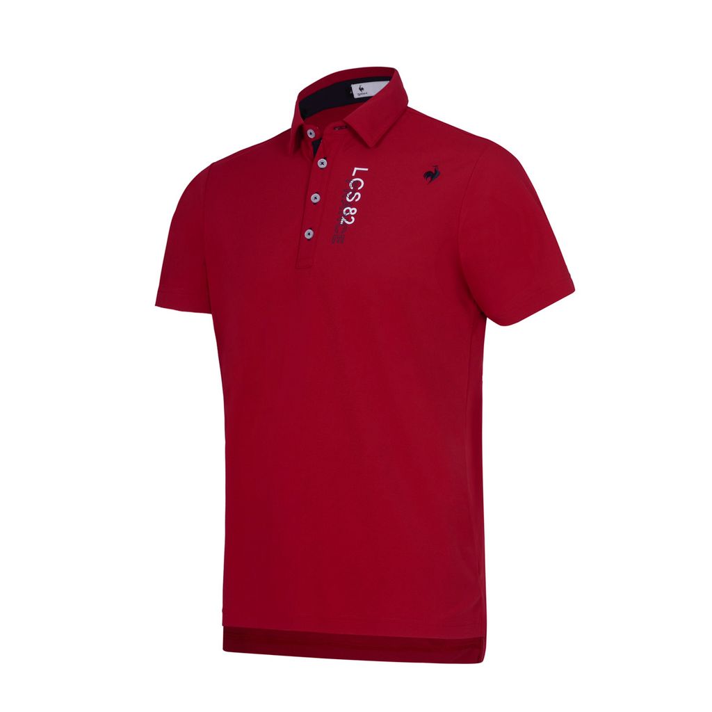 Polo nam thể thao Le Coq Sportif màu đỏ đôphối viền đen, logo L&FRANCE nổi bật