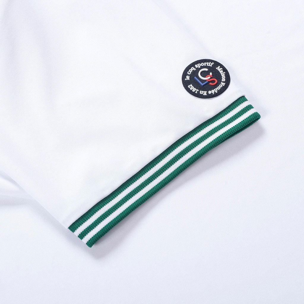 Thời trang golf nam Le Coq Sportif áo polo trắng cao cấp, thấm hút mồ hôi, hạn chế tia UV