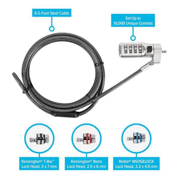 Dây cáp khoá laptop DEFCON® 3 trong 1 Universal Resettable Targus ASP86