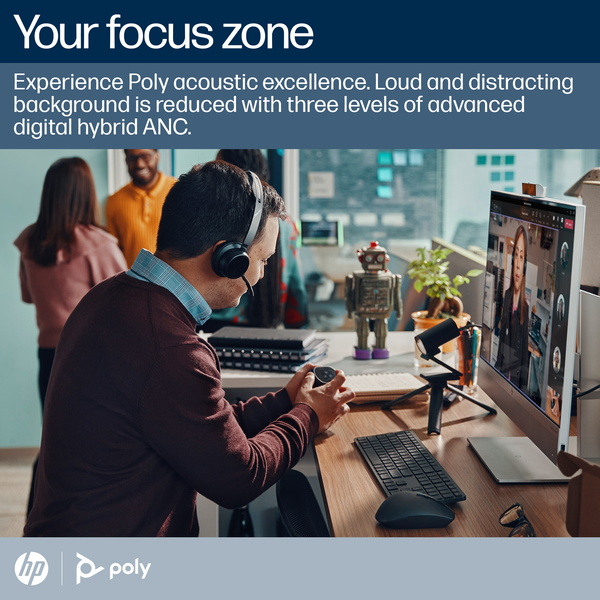 Tai nghe không dây Bluetooth Poly Voyager Focus 2 UC