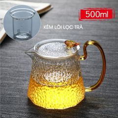 Ấm Pha Trà Thủy Tinh Có Lõi Lọc Quai Vàng Cao Cấp 500ml