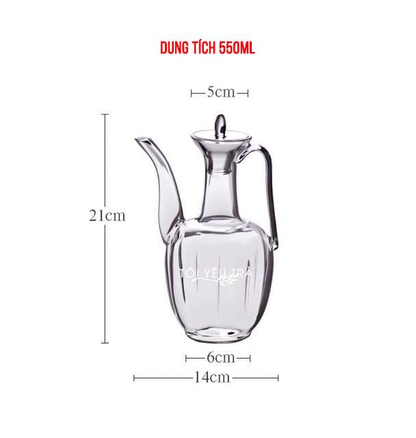 Ấm Pha Trà Thủy Tinh Phong Cách Vintage – Dung Tích 550ml