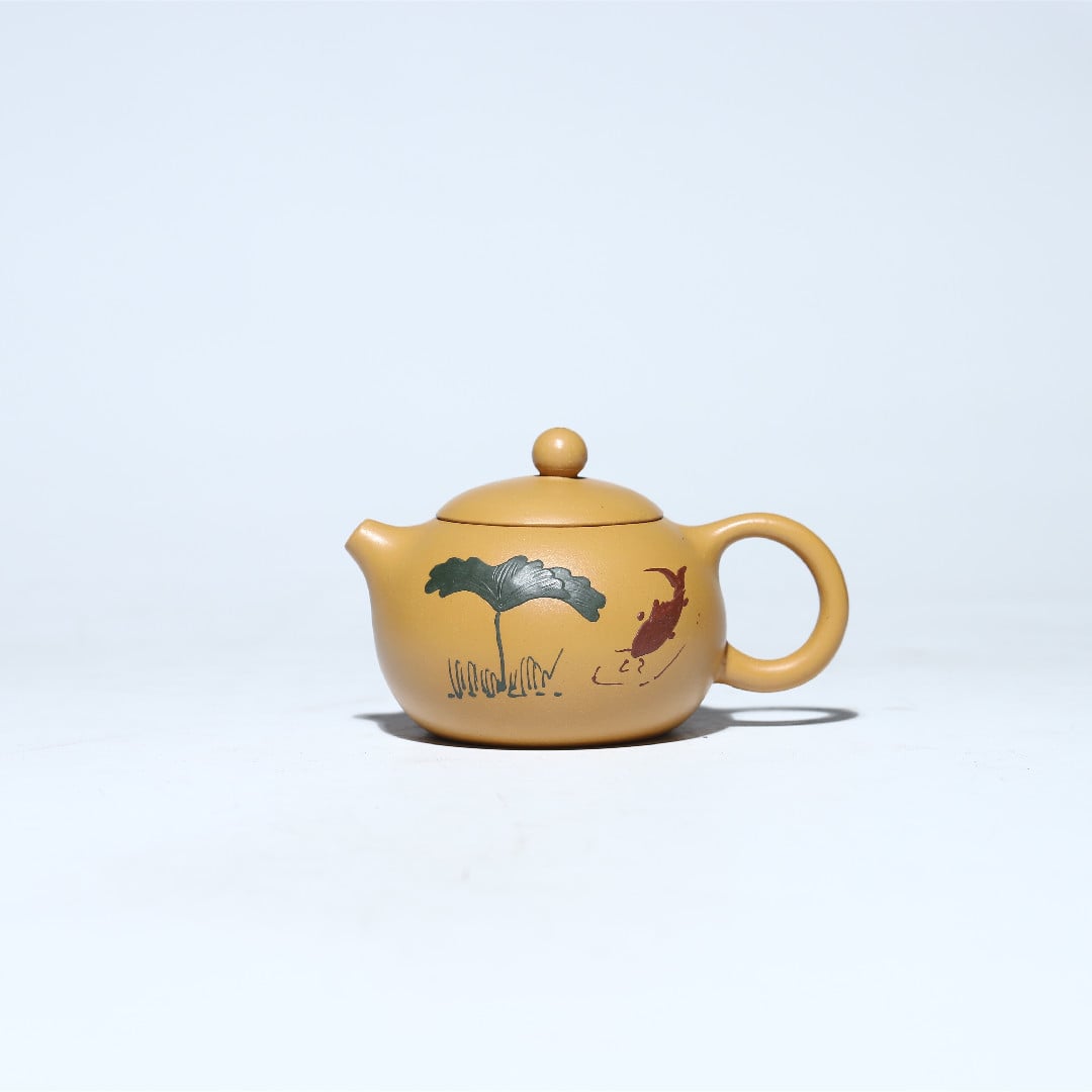 Ấm tử sa Tây Thi họa tiết cá chép đắp nổi. Ấm đất tử sa Nghi Hưng dung tích 200ml