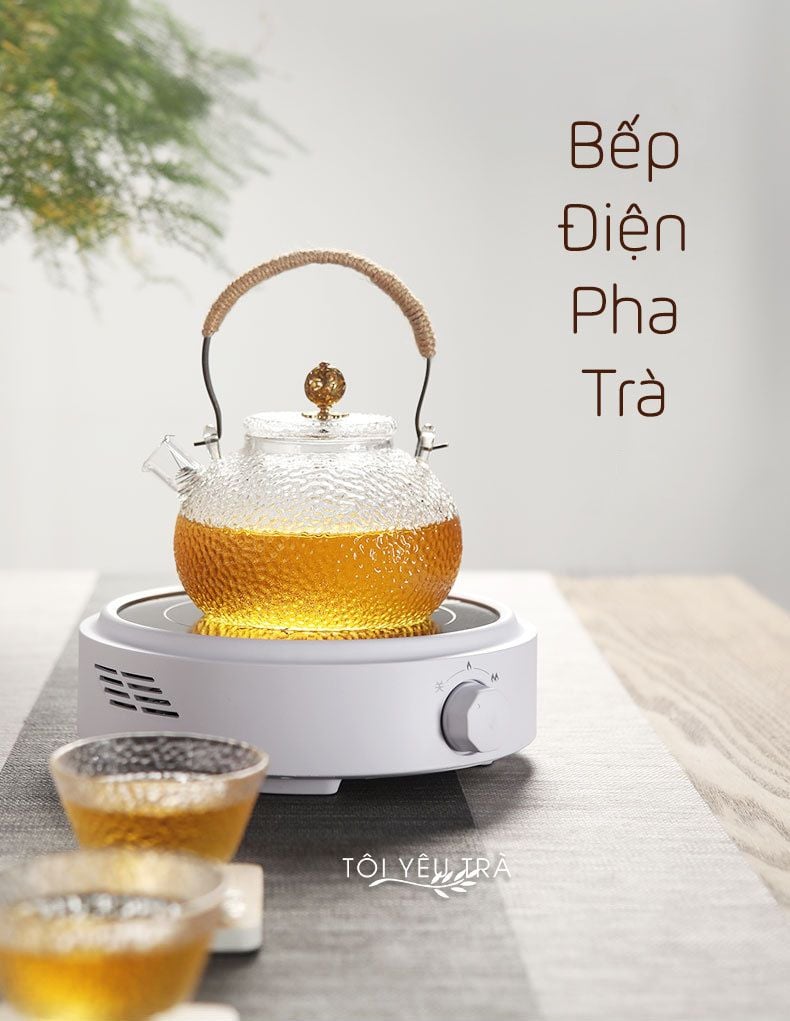 Bếp điện mini đa năng nấu trà cà phê công suất 800W mặt gốm cao cấp