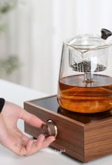 Bệp Điện Pha Trà Hồng Ngoại Vỏ Gỗ Óc Chó Công Suất Cao 1300W