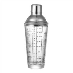 Bình pha chế cocktail thủy tinh in công thức pha chế coktail có nắp inox 304 cao cấp