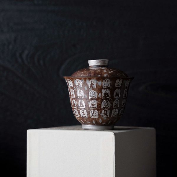 Chén Khải Pha Trà Họa Tiết Vạn Phật Phong Cách Wabi-Sabi