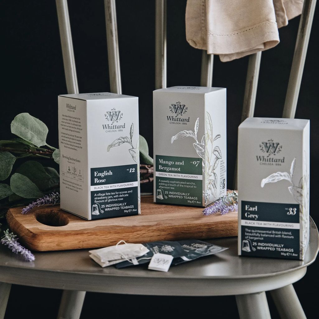 Trà Whittard English Rose Black Tea With Flavouring 25 Individually Wrapped Teabags (Classic), hộp giấy 50g (25 túi lọc/hộp)