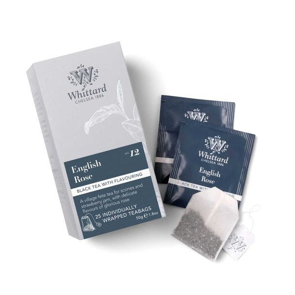 Trà Whittard English Rose Black Tea With Flavouring 25 Individually Wrapped Teabags (Classic), hộp giấy 50g (25 túi lọc/hộp)